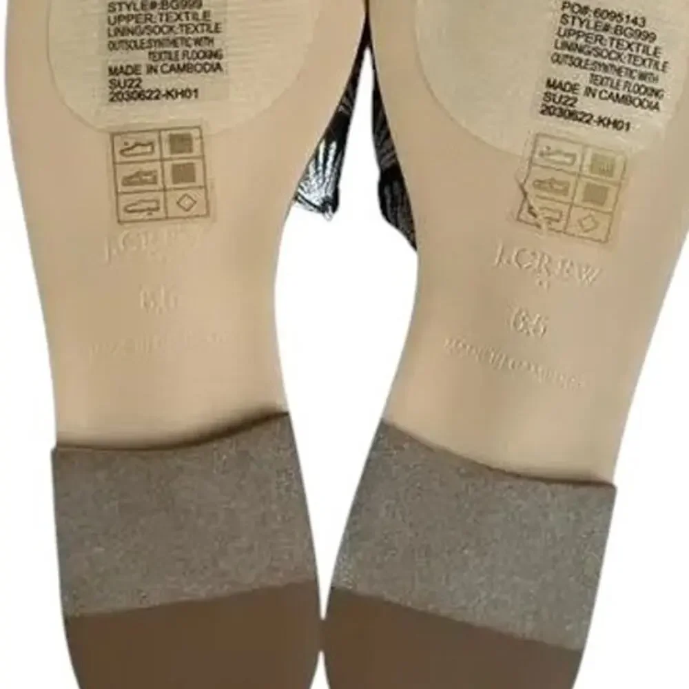 J.Crew Black Ivory Printed Knot Slide Sandals, US6.5